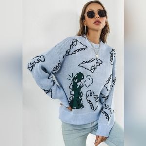 Blue Dinosaur Pattern Sweater